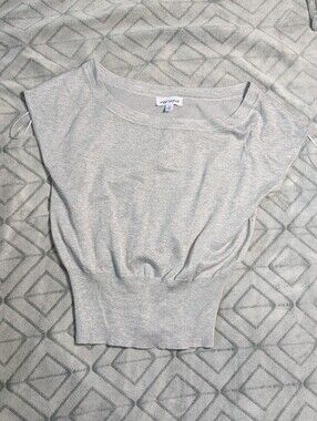 Light Gray Short Sleeve Crewneck Sweater Top